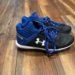 Under Armour Black and Blue High-Top cleats